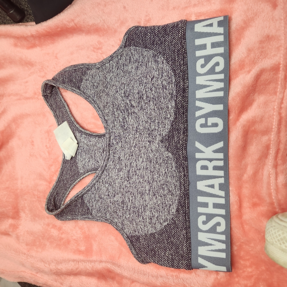Gymshark Purple and White Fitted Crop Tank Top